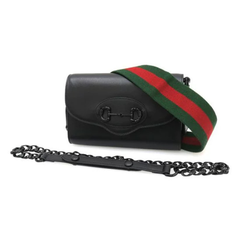 Gucci Black Horsebit 1955 Crossbody Bag Leather Black